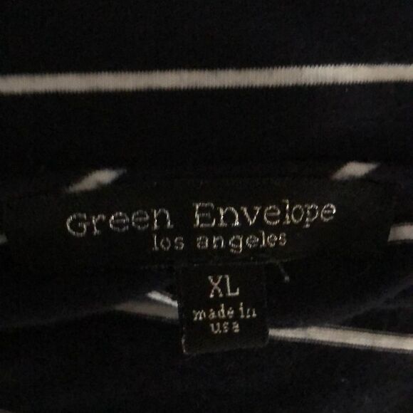 Green Envelope Blue/White Stripe 3/4 Sleeve T SzXL - Picture 10 of 12